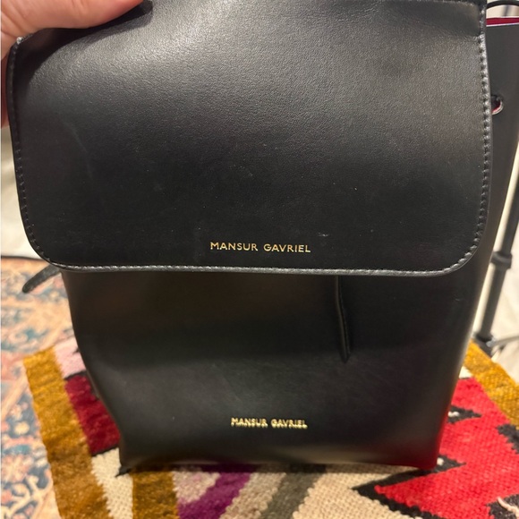 Mansur Gavriel Black Bucket Bag Red Interior + Pouch | Like New